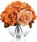 Artificial Flowers Arrangements in Vase with Faux Water, Artificial Orange Champagne Silk Rose Bouquet with Vase for Winter Spring Seasonal Home Wedding Party Centerpieces Decor & Mom's Gift
